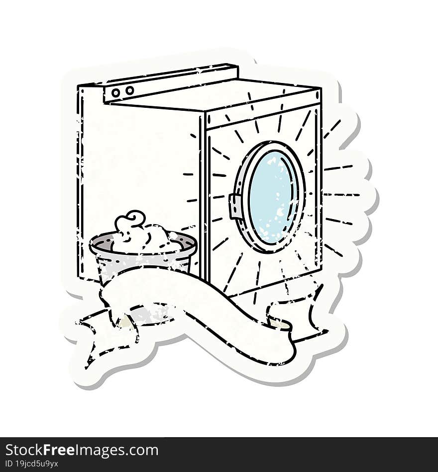 Grunge Sticker Of Tattoo Style Washing Machine