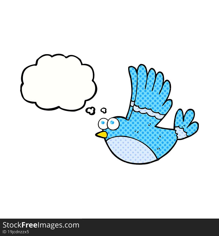 Thought Bubble Cartoon Flying Bird