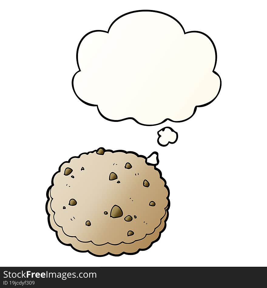 cartoon biscuit and thought bubble in smooth gradient style