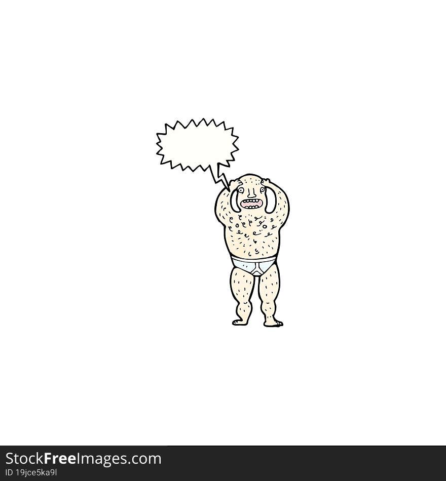 cartoon naked man with speech bubble