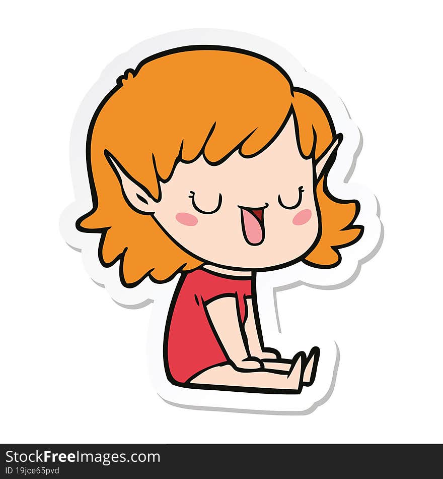 sticker of a cartoon elf girl