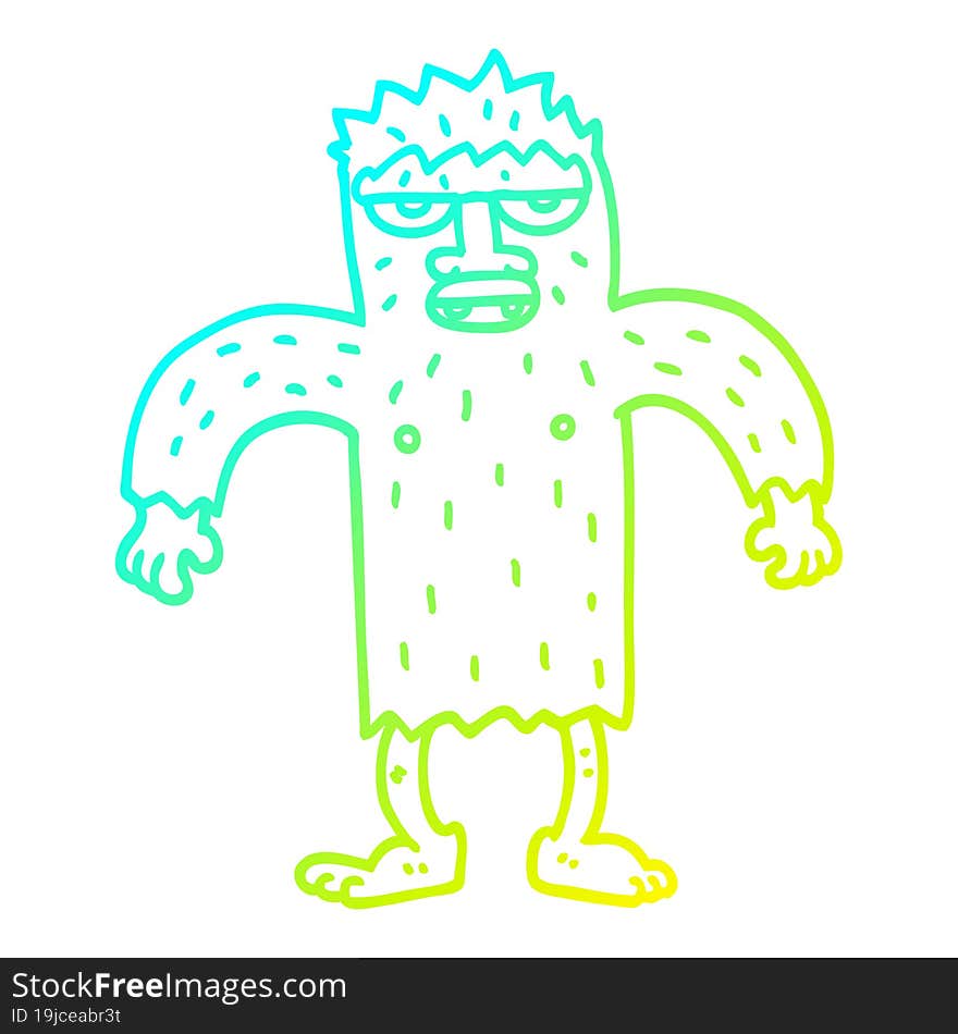 Cold Gradient Line Drawing Cartoon Bigfoot Creature