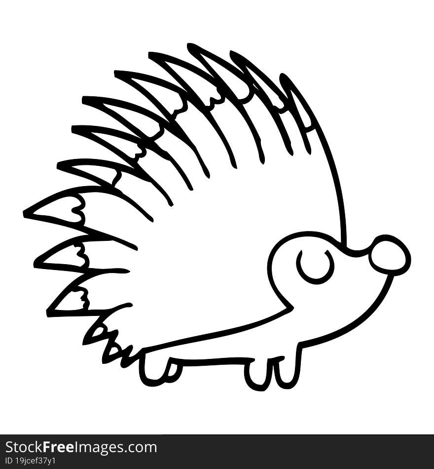 line drawing cartoon spiky hedgehog