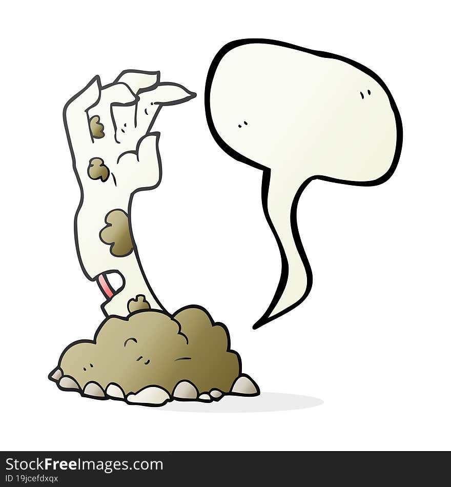 speech bubble cartoon zombie hand rising from ground