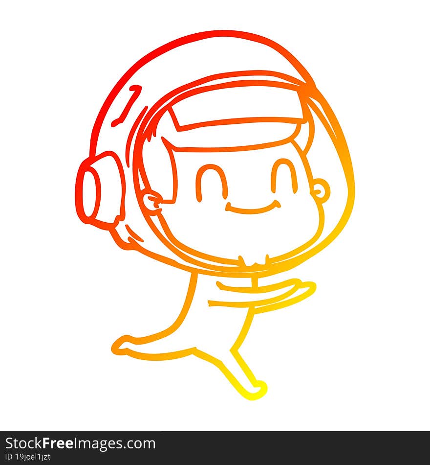 Warm Gradient Line Drawing Happy Cartoon Astronaut Man