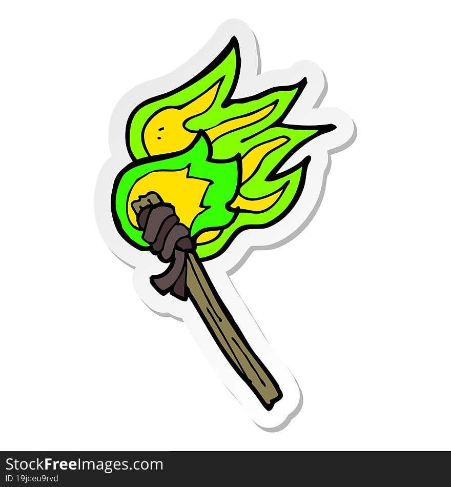 sticker of a cartoon burning torch