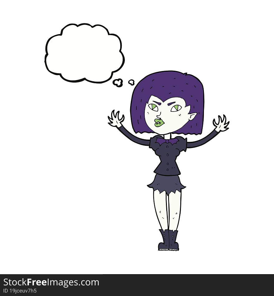 cartoon vampire girl with thought bubble