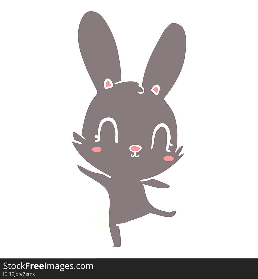 cute flat color style cartoon rabbit dancing