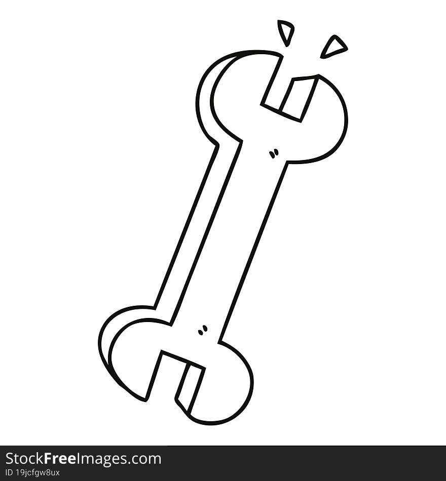 Quirky Line Drawing Cartoon Spanner