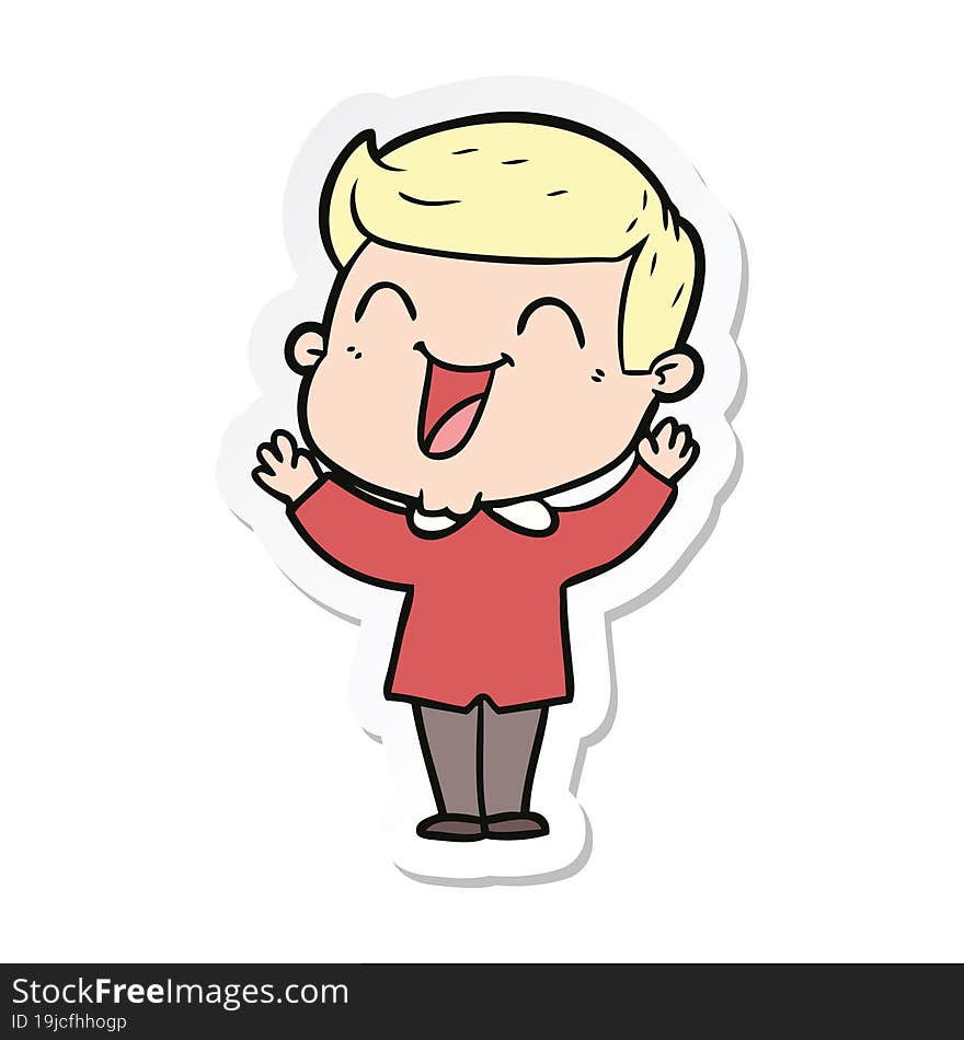 sticker of a cartoon man laughing