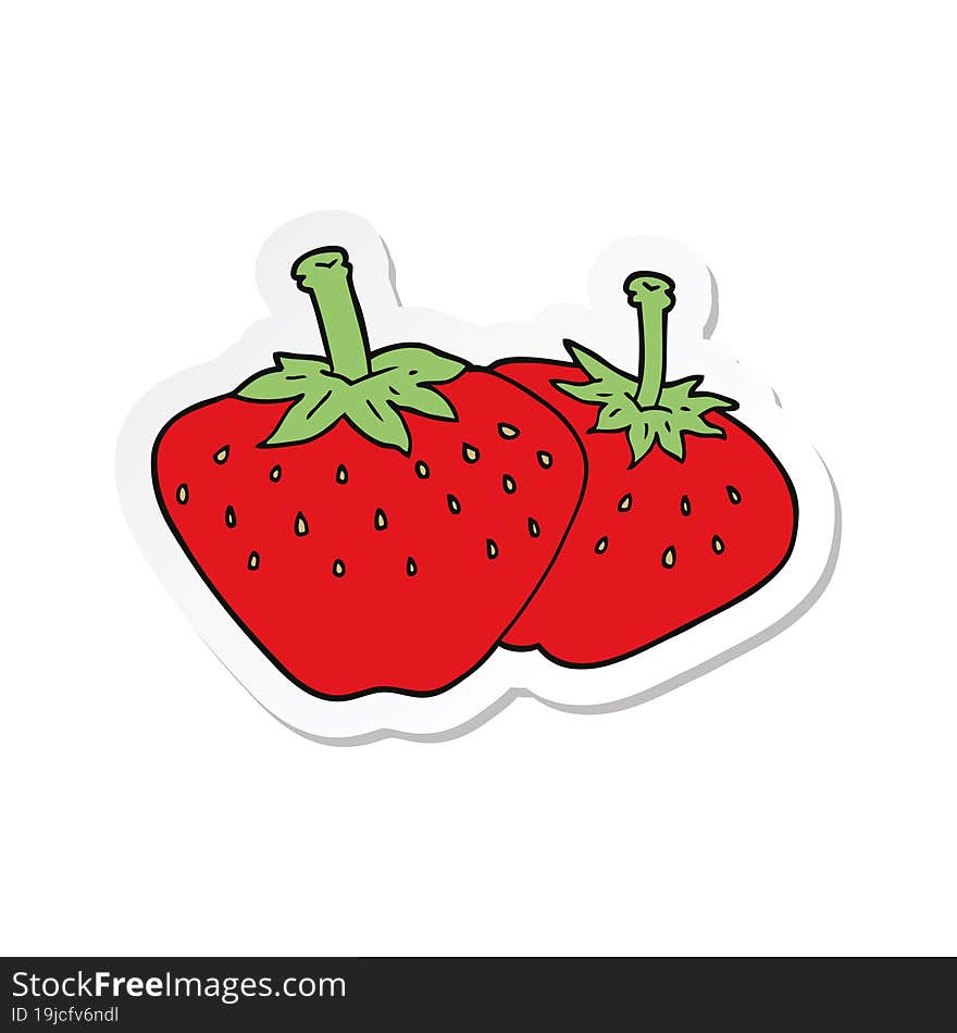 sticker of a cartoon strawberry