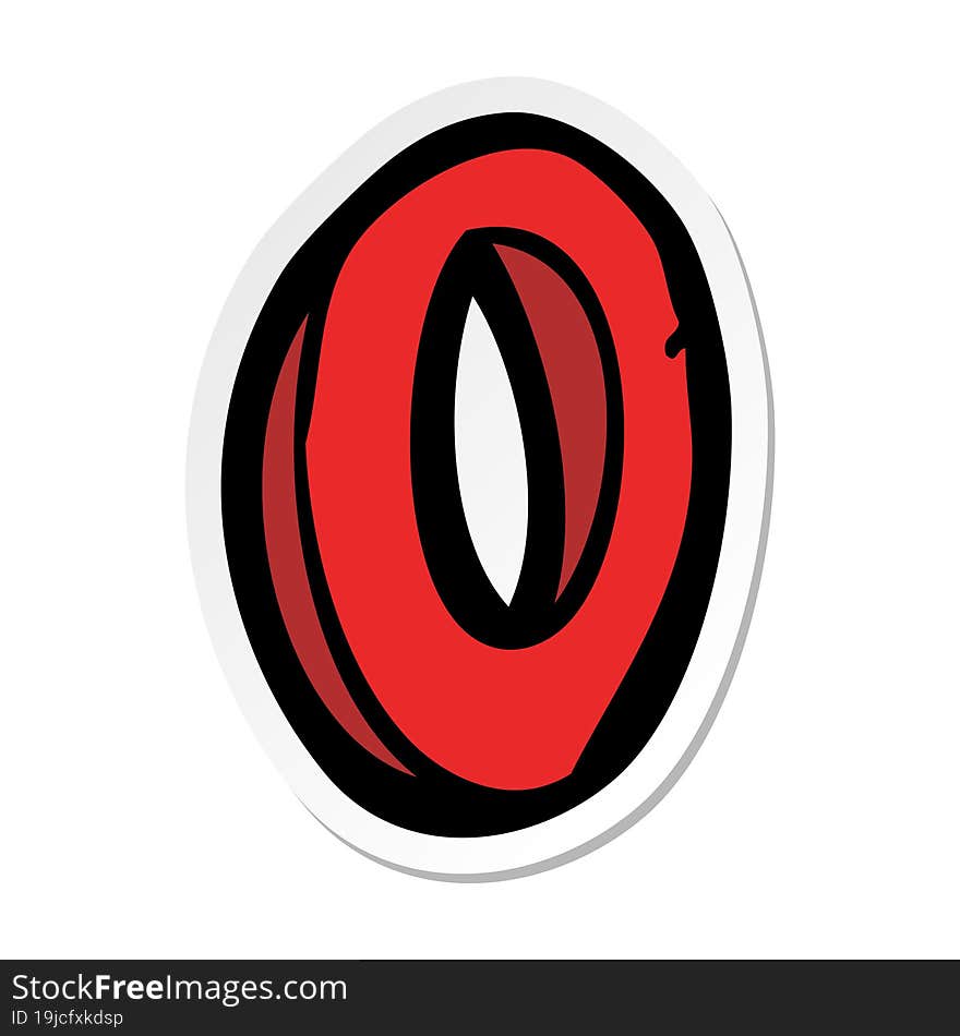 sticker of a cartoon letter O