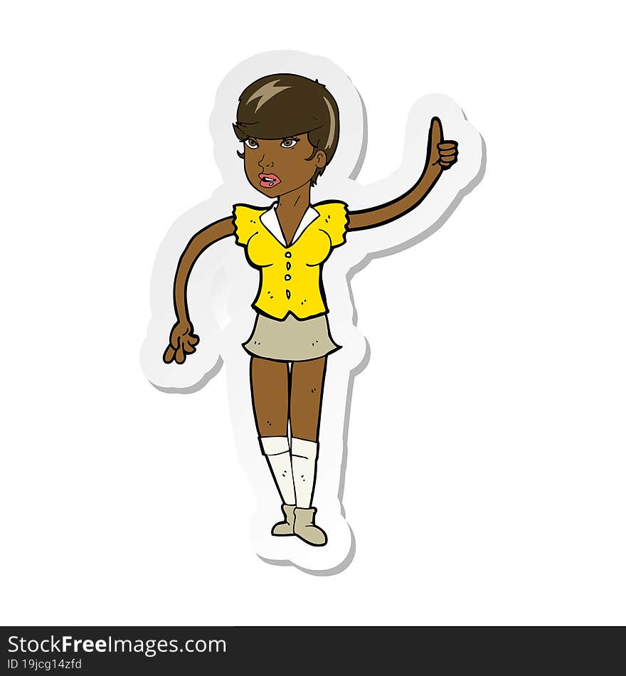 Sticker Of A Cartoon Pretty Girl Asking Question