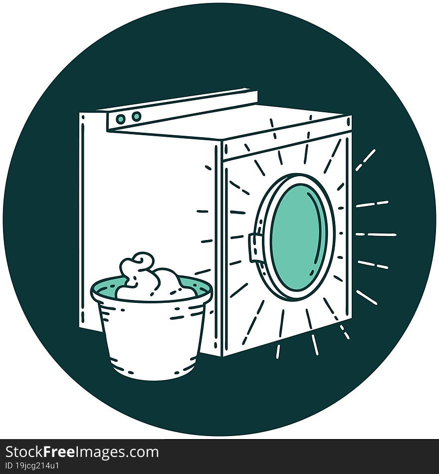 icon of a tattoo style washing machine