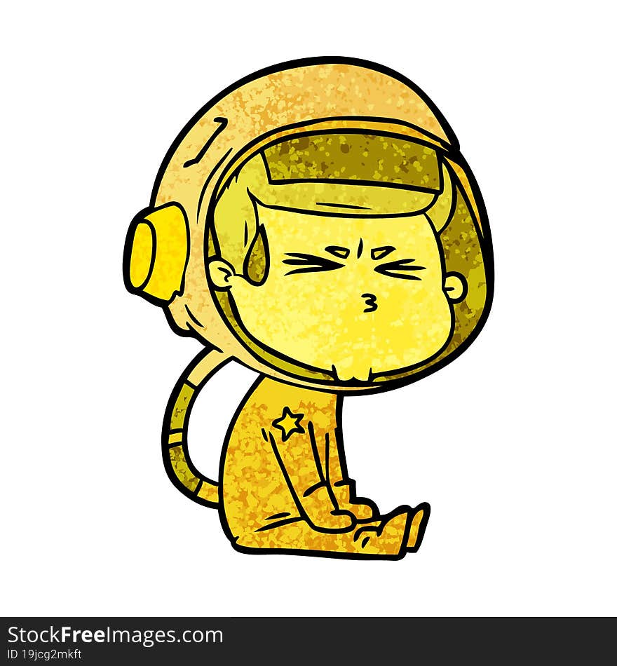 cartoon stressed astronaut. cartoon stressed astronaut