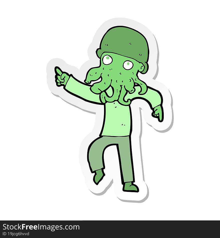 sticker of a cartoon alien man dancing