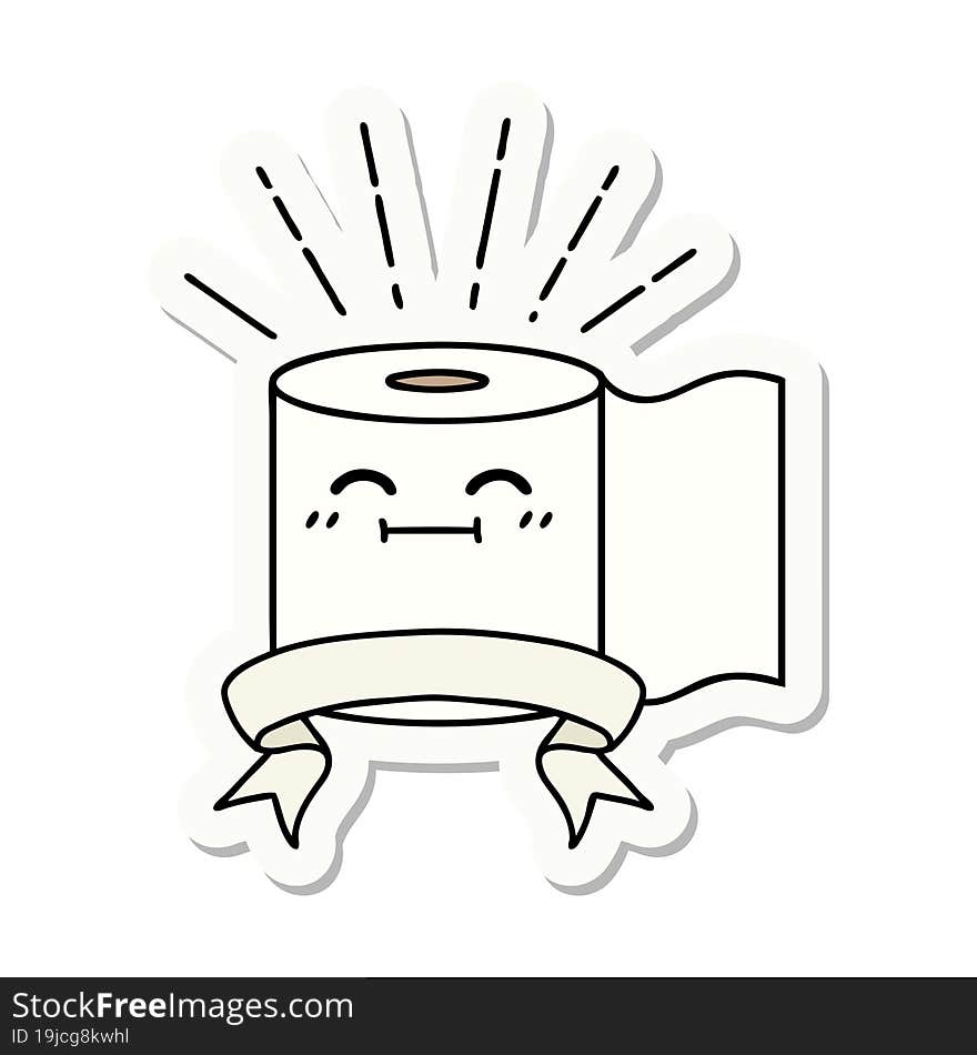 Sticker Of Tattoo Style Toilet Paper Character