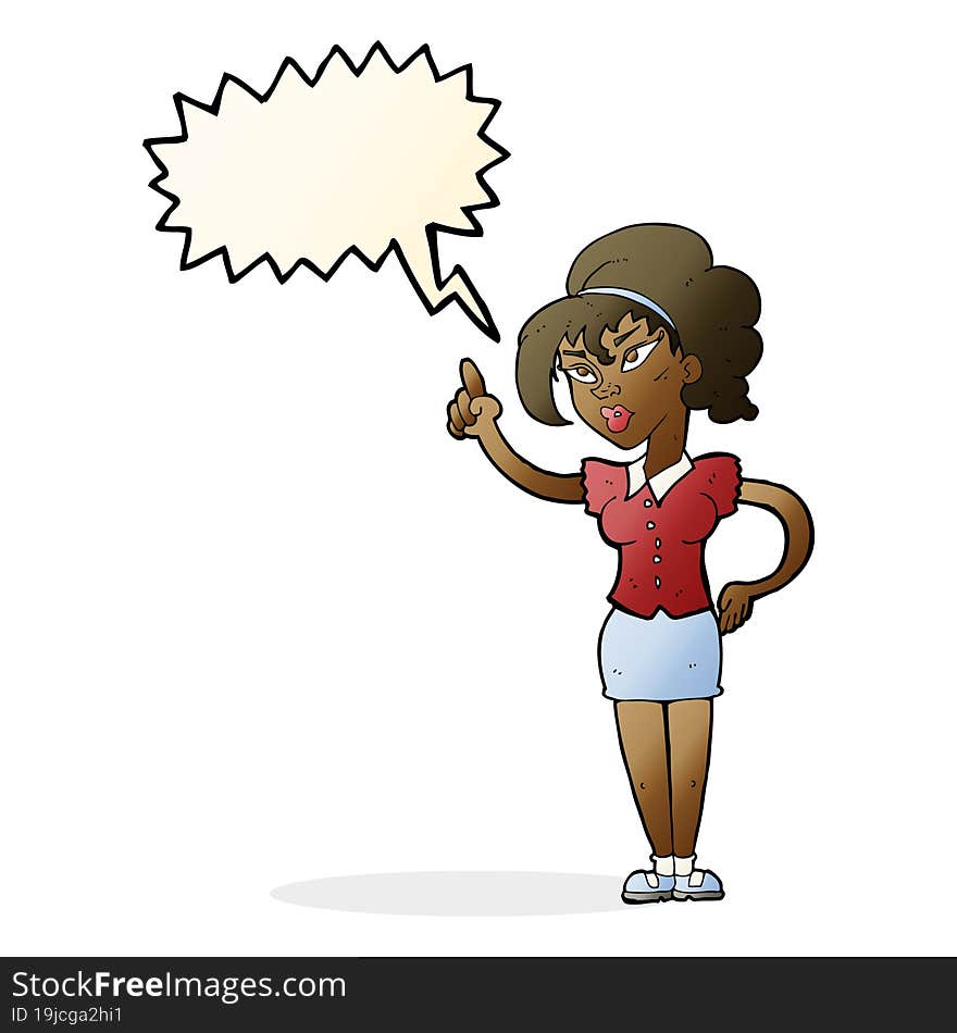 cartoon woman with idea with speech bubble