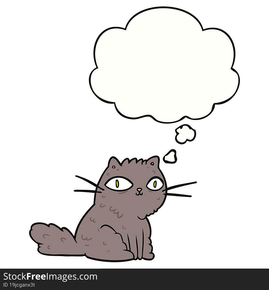 cartoon cat with thought bubble. cartoon cat with thought bubble