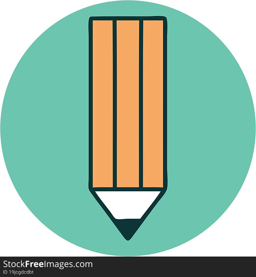 Tattoo Style Icon Of A Pencil