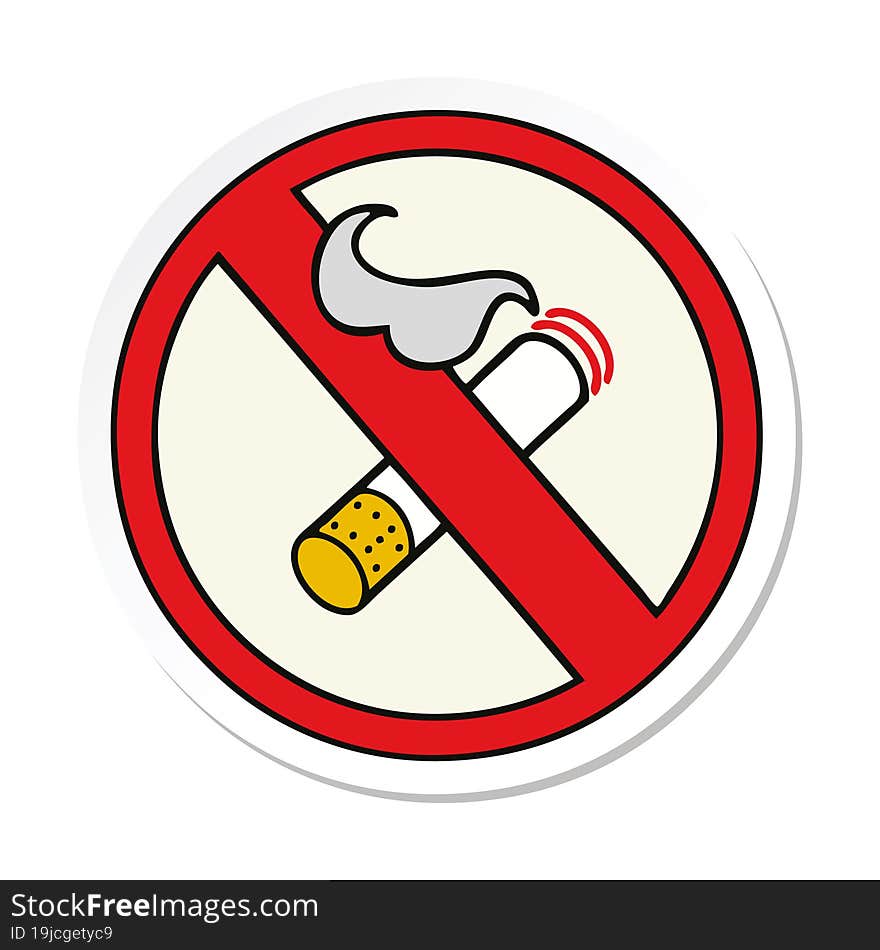 Sticker Of A Cute Cartoon No Smoking Allowed Sign