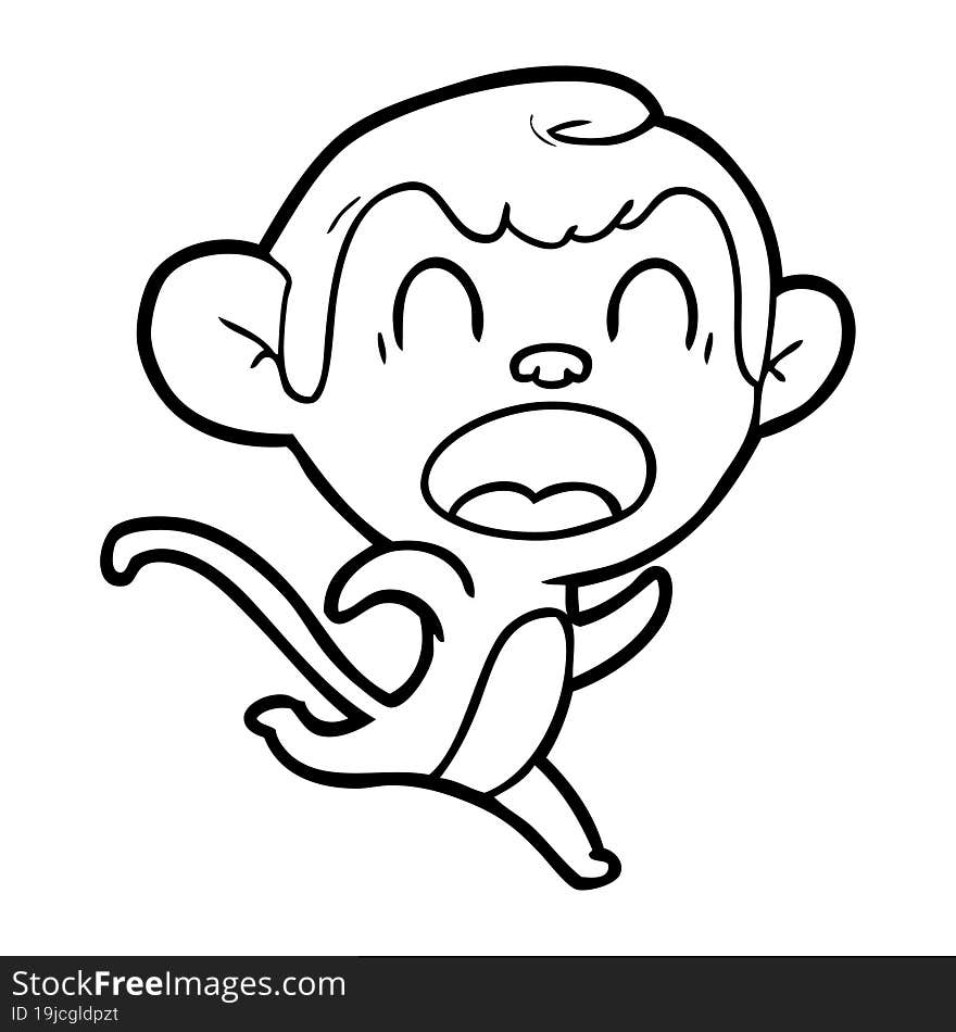 shouting cartoon monkey running. shouting cartoon monkey running