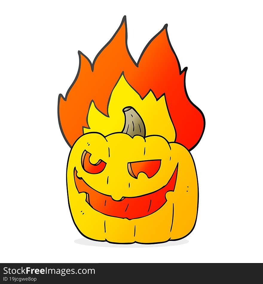 cartoon flaming halloween pumpkin