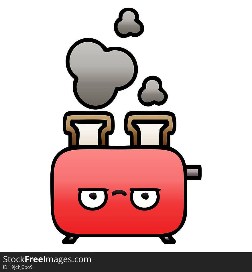 Gradient Shaded Cartoon Of A Toaster