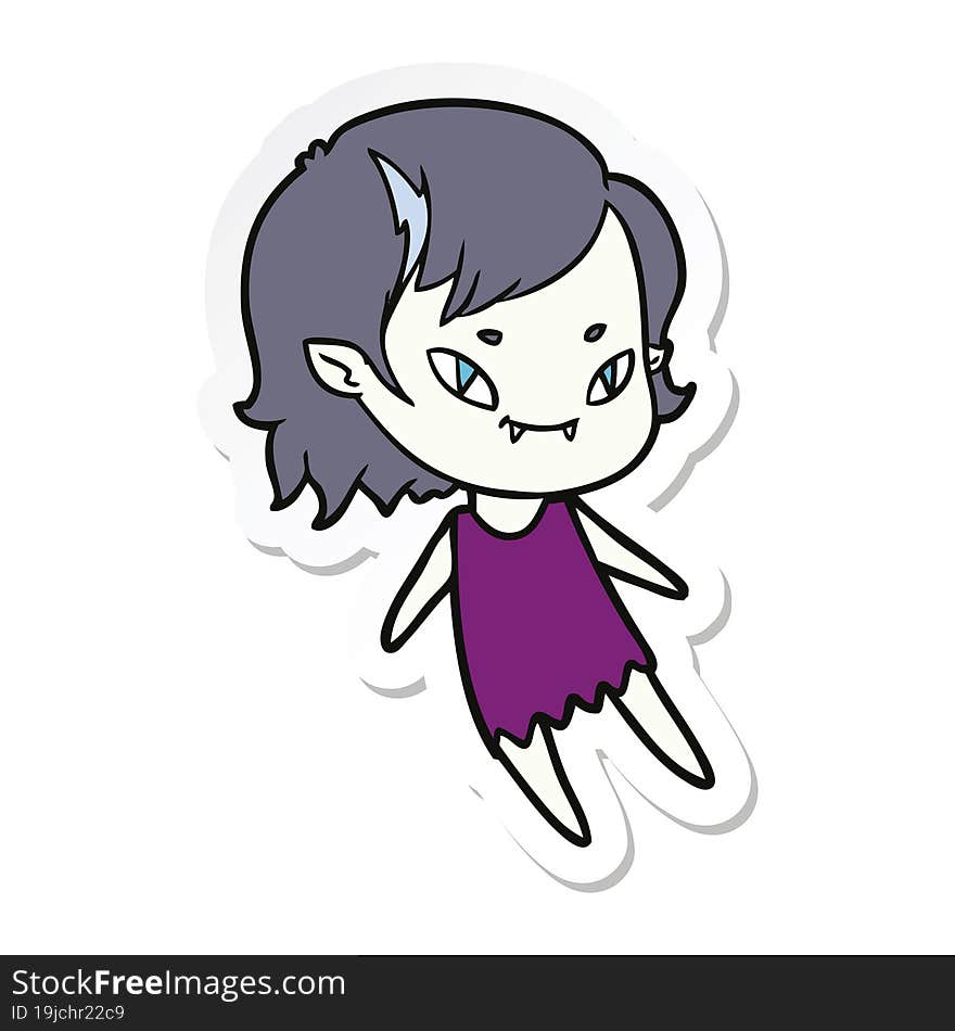 sticker of a cartoon friendly vampire girl