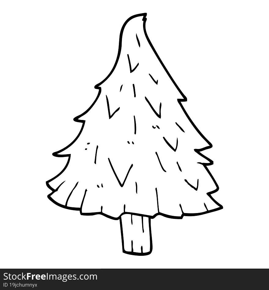 line drawing cartoon christmas tree