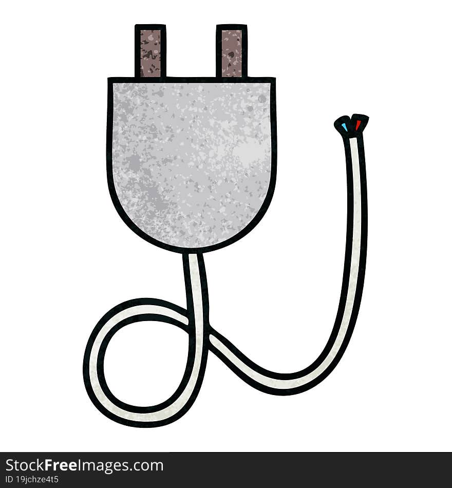 retro grunge texture cartoon of a electrical plug