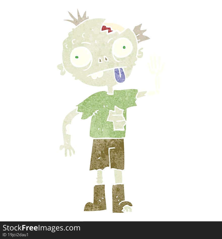 freehand retro cartoon zombie