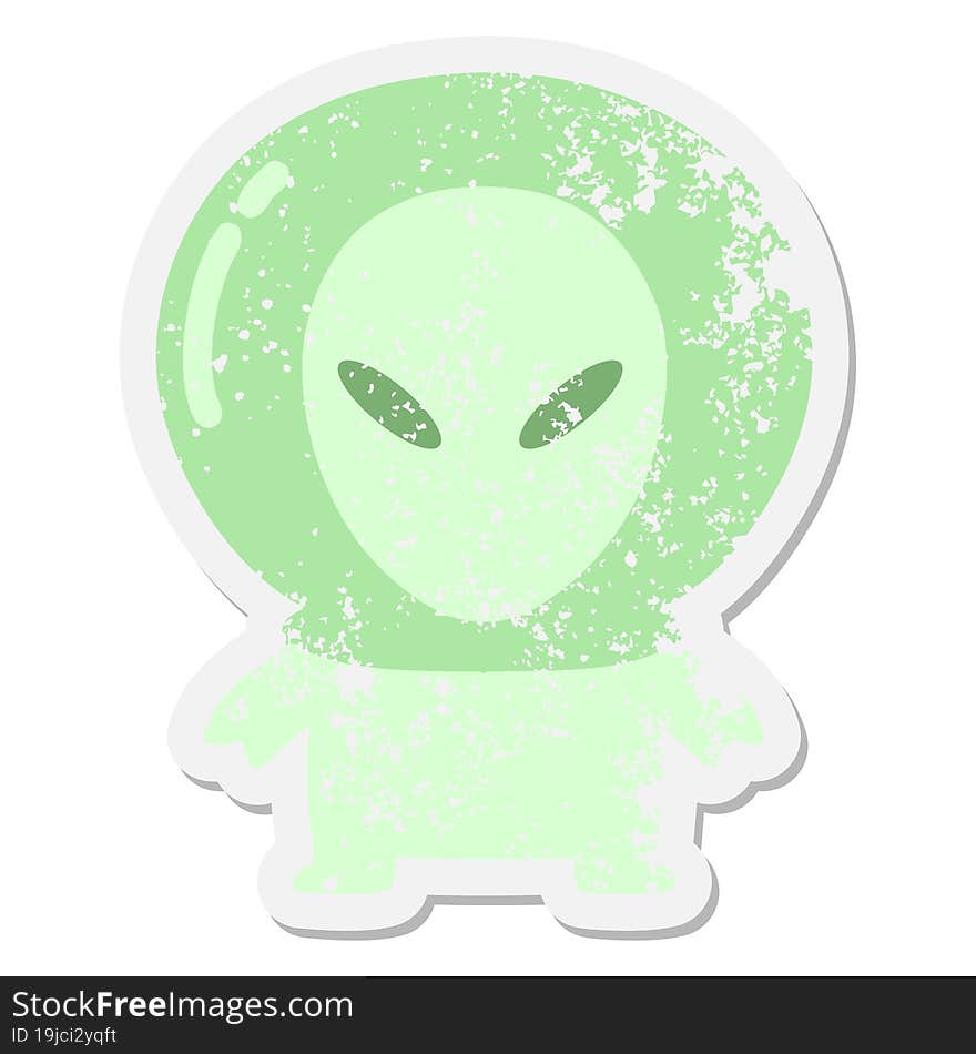 Small Alien Grunge Sticker