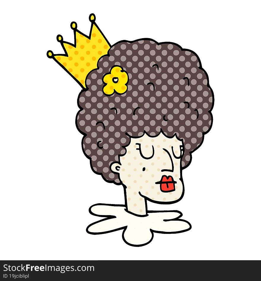 cartoon doodle queen in makeup and huge wig