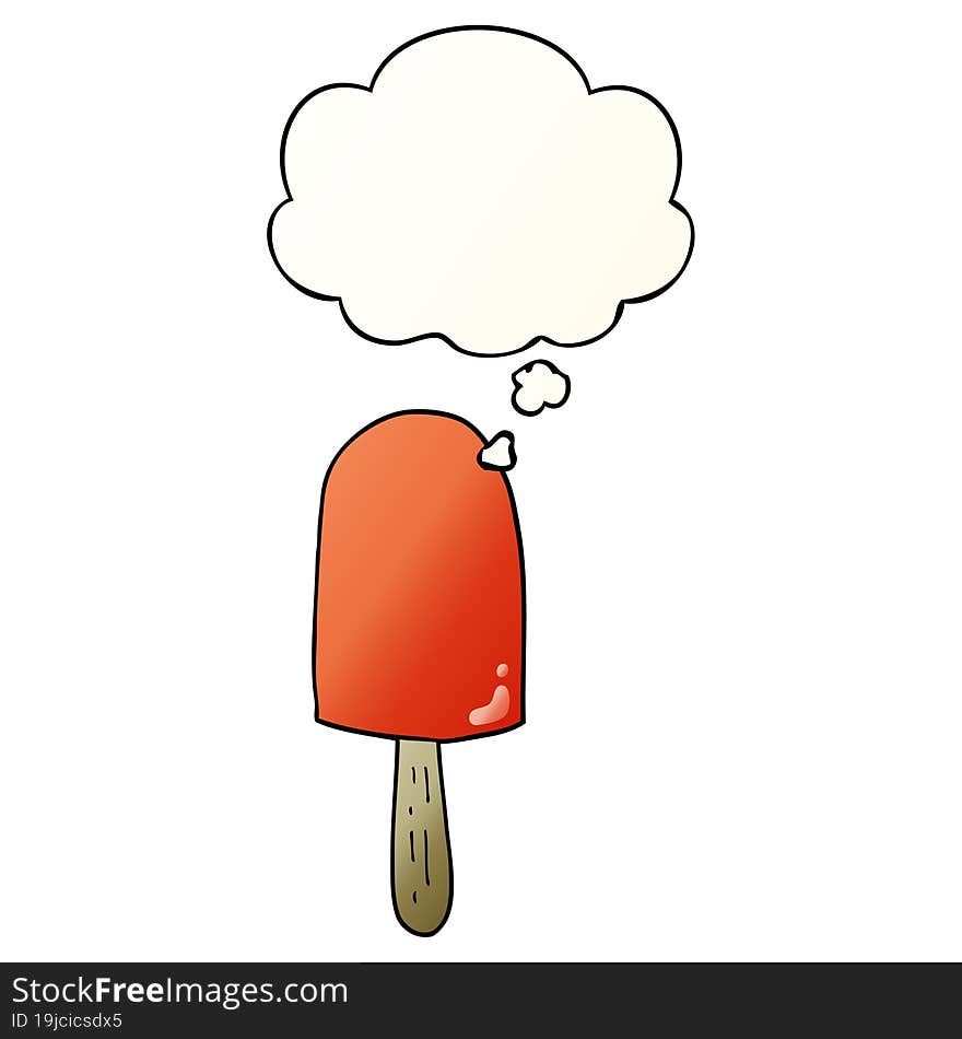 cartoon lollipop and thought bubble in smooth gradient style