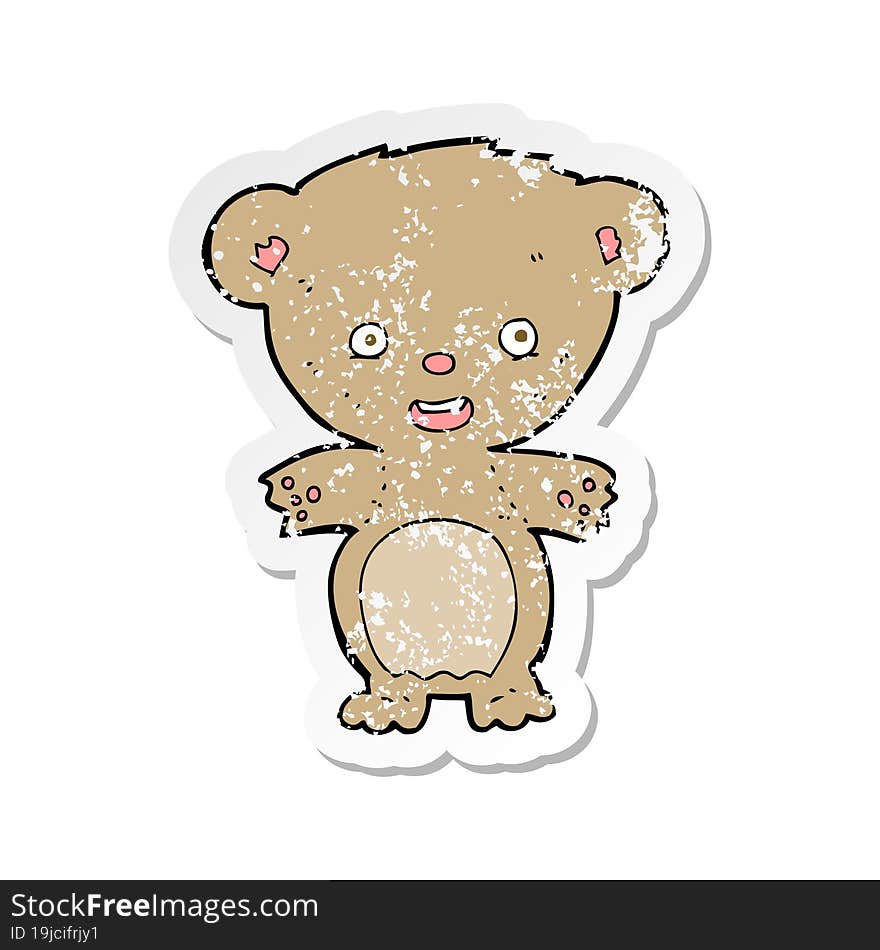 retro distressed sticker of a cartoon teddy bear