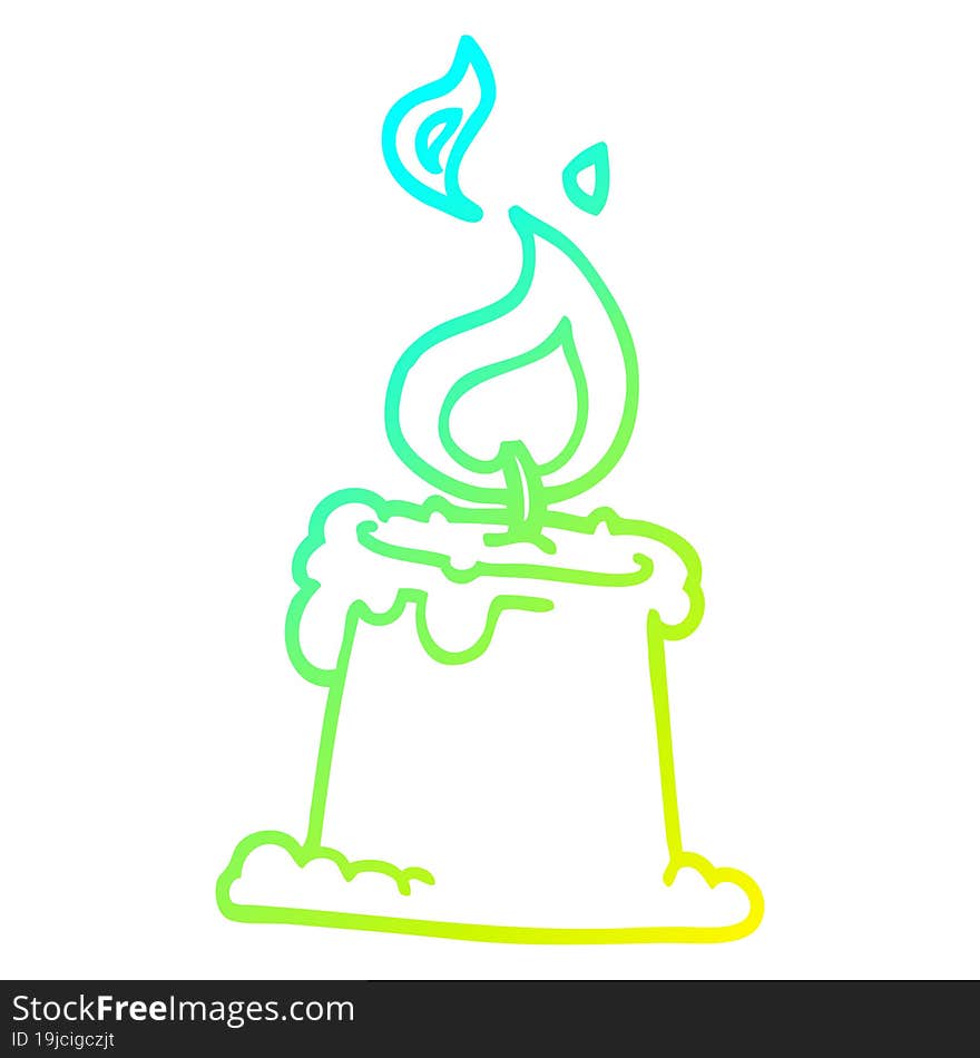 cold gradient line drawing cartoon lit candle