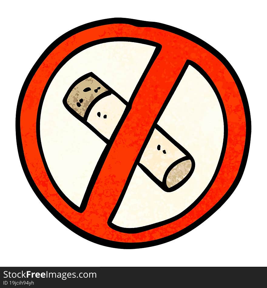 grunge textured illustration cartoon no smoking sign