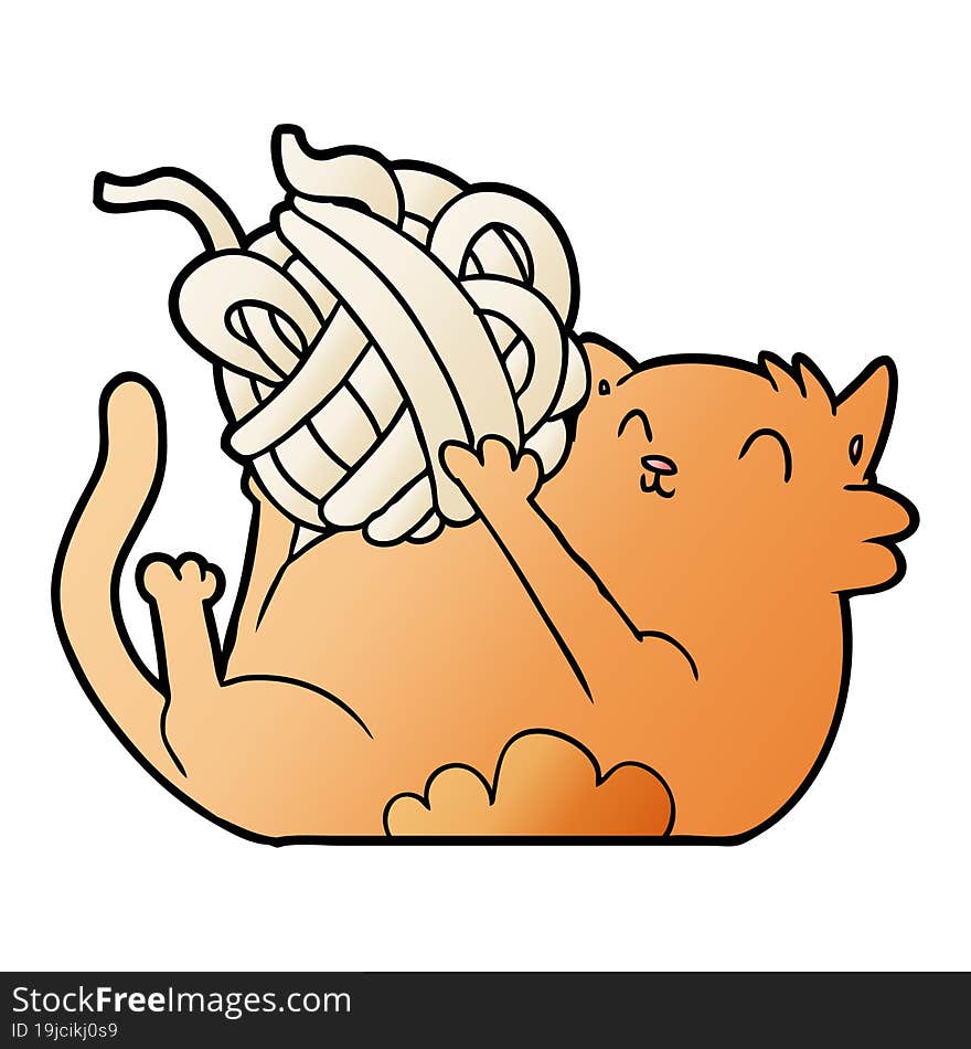 cartoon cat playing with ball of string. cartoon cat playing with ball of string