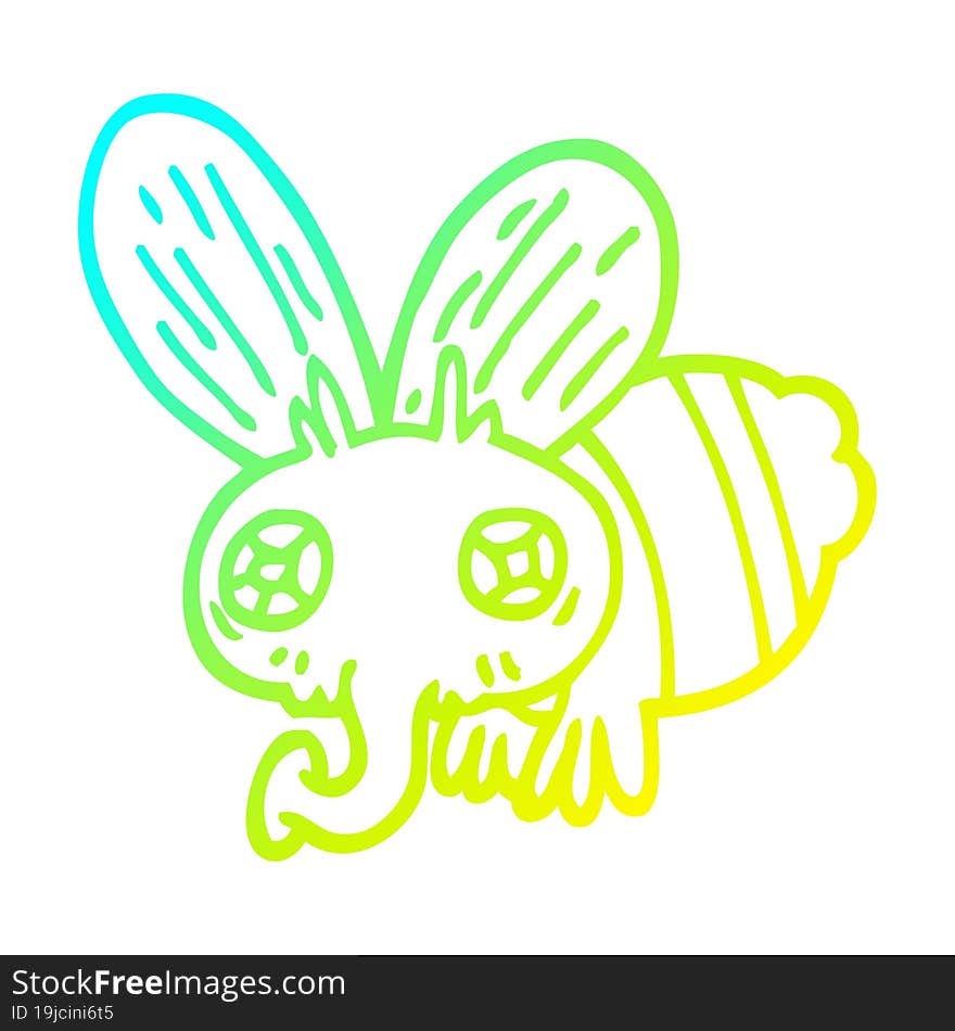 cold gradient line drawing of a cartoon fly