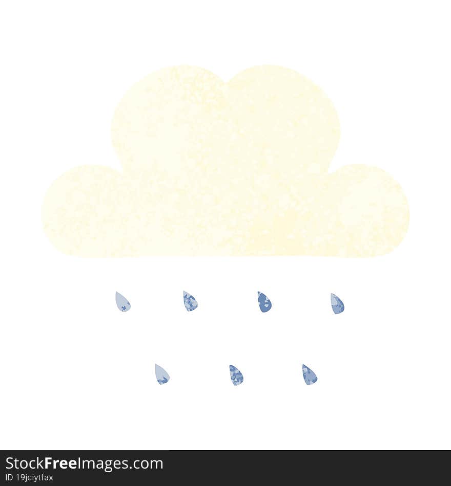 retro illustration style cartoon rain cloud