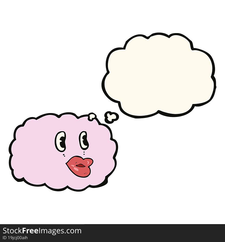 cartoon cloud symbol with thought bubble