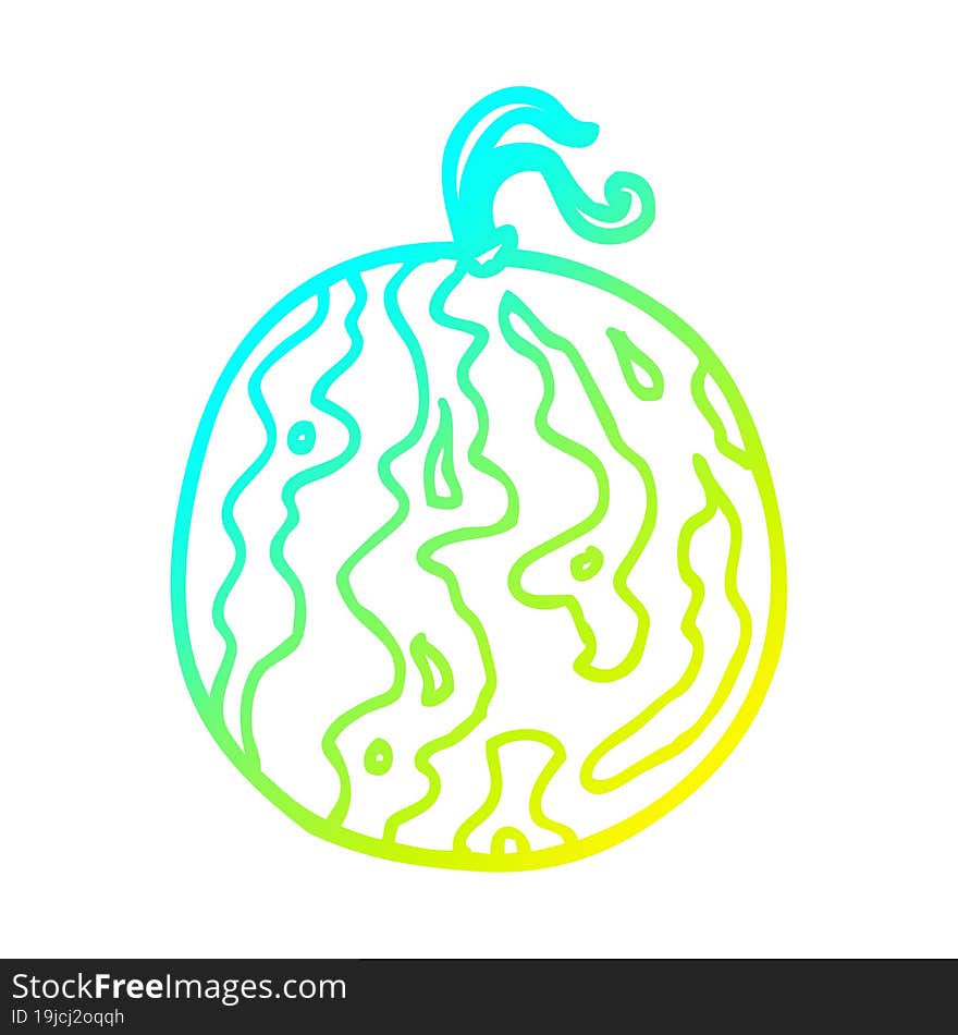 Cold Gradient Line Drawing Cartoon Melon