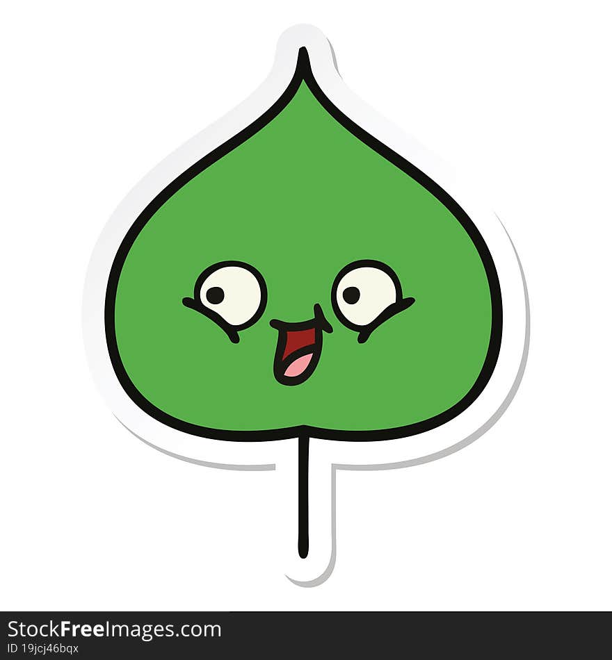 sticker of a cute cartoon expressional leaf