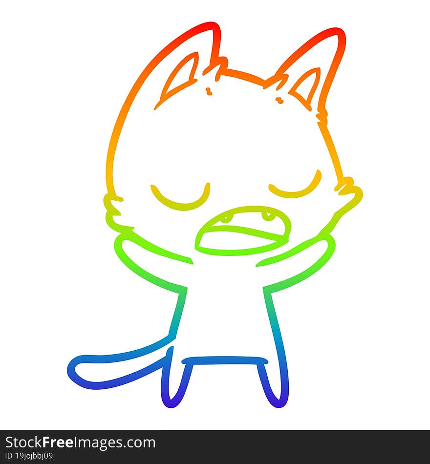 rainbow gradient line drawing talking cat cartoon