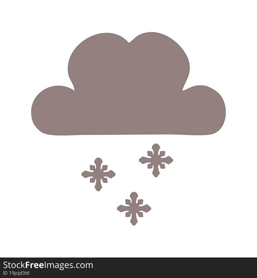 flat color retro cartoon storm snow cloud