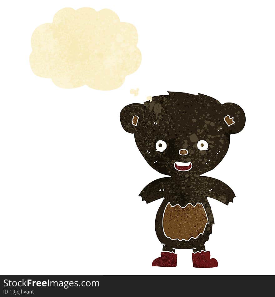 cartoon black bear cub with thought bubble