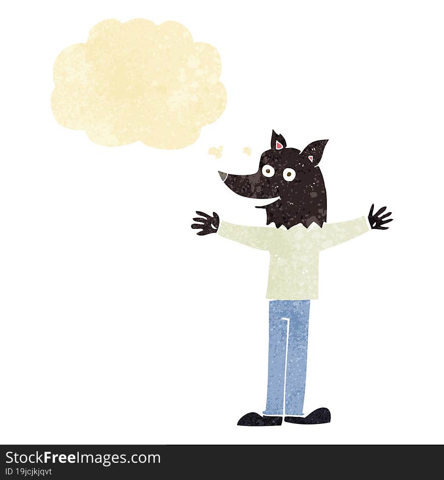 cartoon werewolf with thought bubble