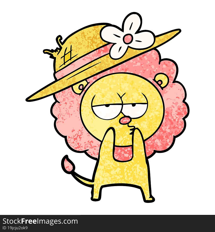 cartoon lion wearing hat. cartoon lion wearing hat