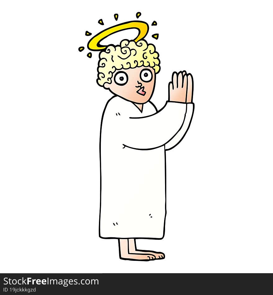 cartoon doodle angel praying